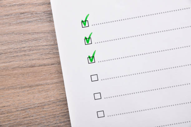 istock Questionnaire concept with several options with selections in green top 1164086939
