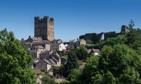 a view showing historic Richmond in North Yorkshire in summer