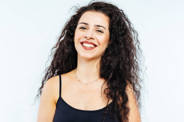 istock Portrait of young beautiful model with curly hair 1164088043