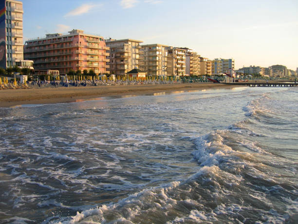 istock Morning empty sandy beach, Lido di Jesolo, Italy 1164092786