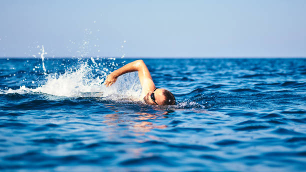 istock Swimmer training on the open sea / ocean. 1164094158