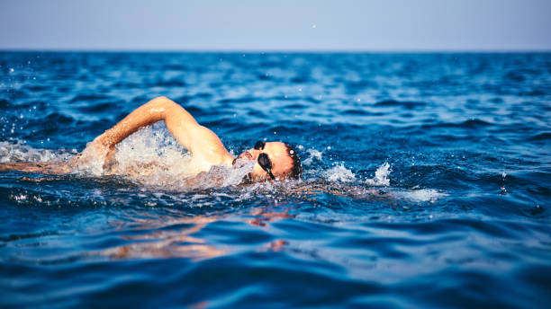istock Swimmer training on the open sea / ocean. 1164094198