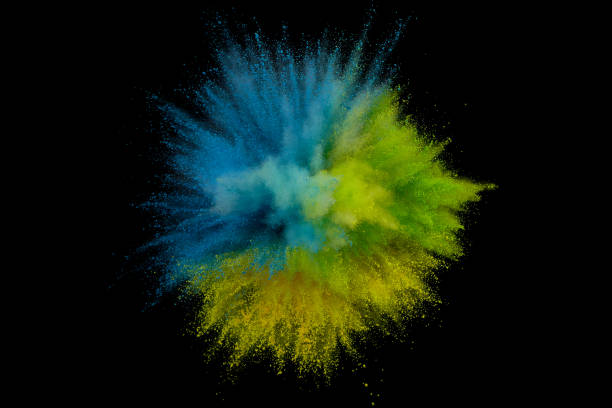 istock Colored powder explosion. Abstract closeup dust on backdrop. Colorful explode. Paint holi 1164094261