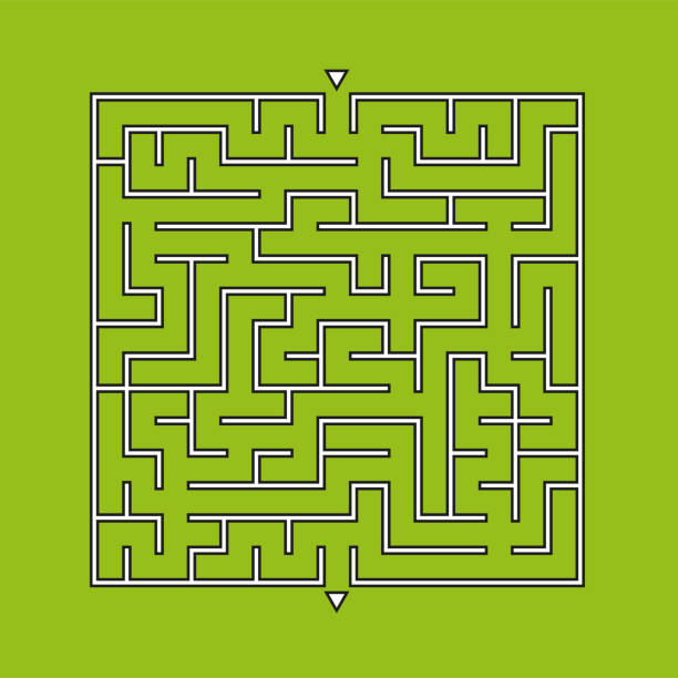istock Abstract square maze. An interesting and useful game for kids. Children's puzzle with one entrance and one exit. Labyrinth conundrum. Simple flat vector illustration isolated on color background. 1164095853