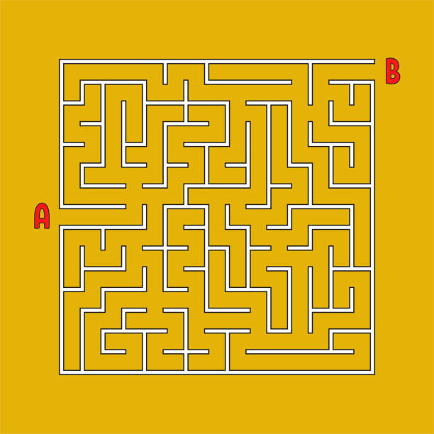 istock Abstract square maze. Game for kids. Puzzle for children. One entrances, one exit. Labyrinth conundrum. Simple flat vector illustration isolated on color background. 1164095858