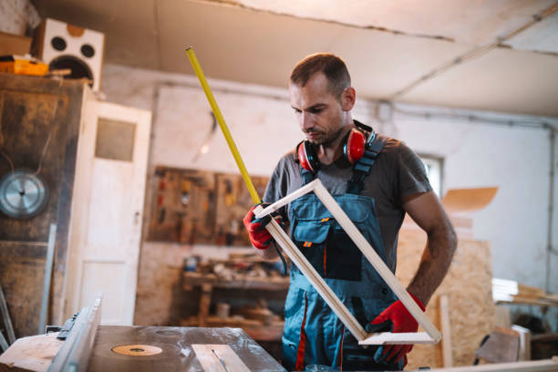 istock Male carpenter working at his workshop stock photo 1164096772