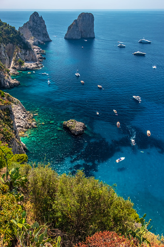 An elevated view of the Capri coastline.