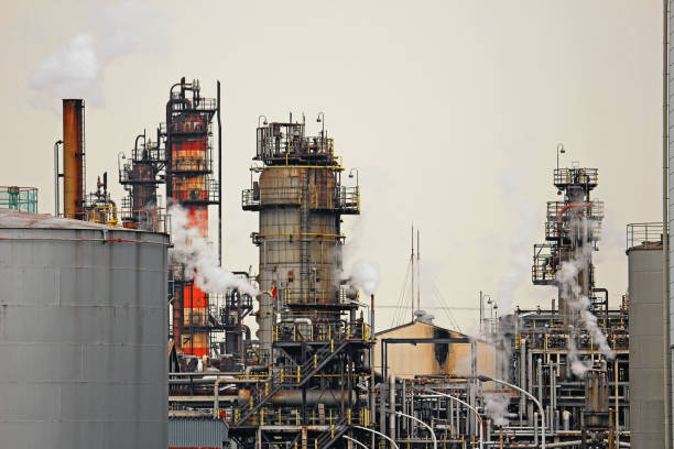 istock Structure of oil refinery plant in industrial area 1164097740