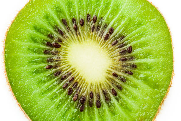 istock Slice of kiwi fruit isolated on white background 1164098679