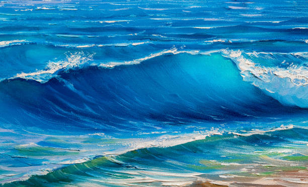 istock big crashing wave, painting seascape 1164098851
