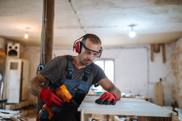 istock Male carpenter working at his workshop stock photo 1164099358
