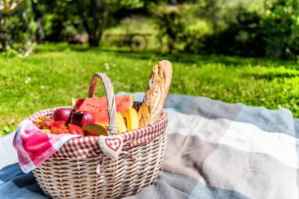 Picnic basket on grass