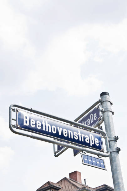 istock Street name sign with sky background: BeethovenStrasse (Beethoven Street) 1164105672