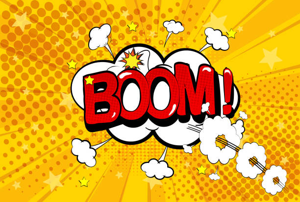 illustrazioni stock, clip art, cartoni animati e icone di tendenza di boom comic speech bubble. - bomb bombing war pattern