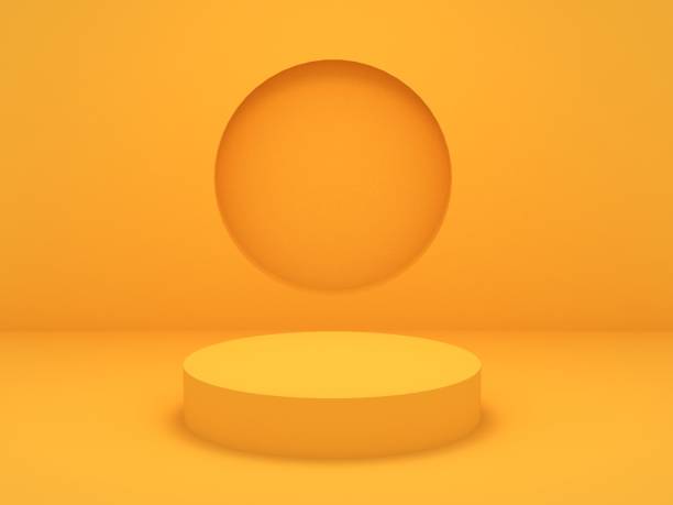 3D Render of Abstract Yellow Composition with Podium