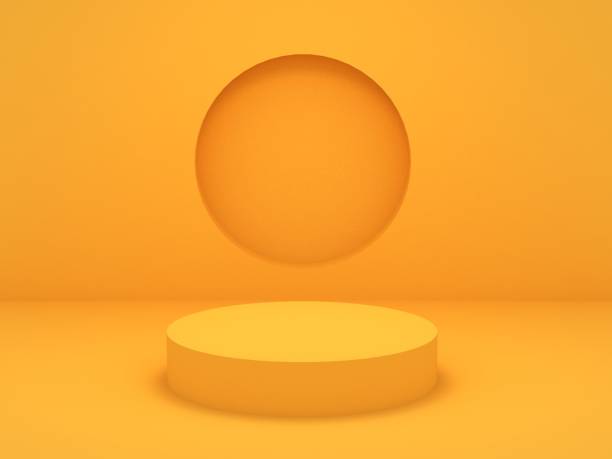 抽象黃色合成的 3d 渲染 - 舞台 插圖 個照片及圖片檔