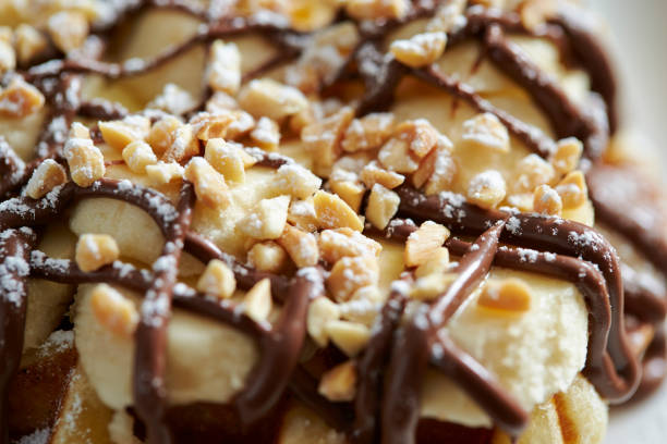istock Banana and chocolate waffle 1164108667