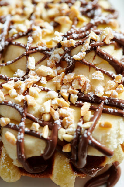 istock Banana and chocolate waffle 1164108712