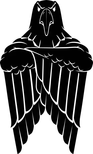 Vector illustration of Eagle Mascot Crossed Arms Front View