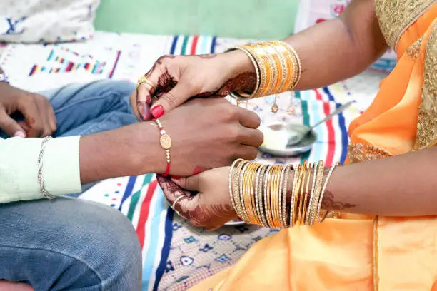 Rakshabandhan, celebrated in India as a festival denoting brother-sister love and relationship. Sister tie Rakhi as a symbol of intense love for her brother.