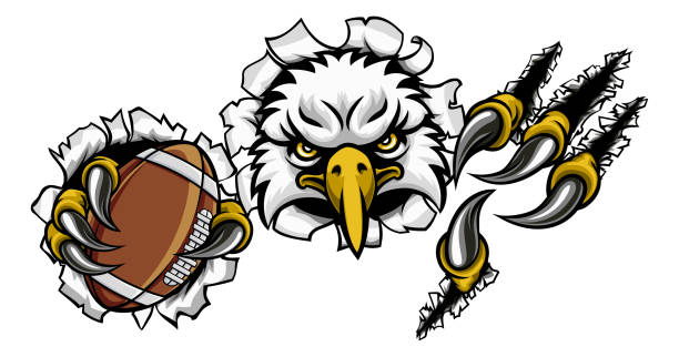 Eagle Football Cartoon Mascot Tearing Background Stock