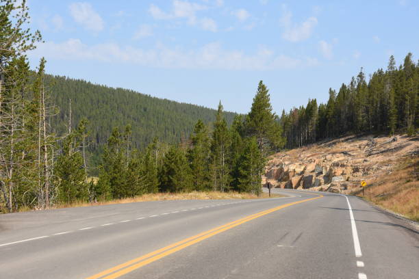 istock asphalt road in Yellowstone National Park 1164117653
