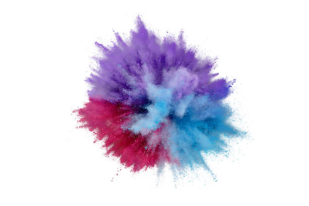 istock Colored powder explosion on white background. Abstract closeup dust on backdrop. Colorful explode. Paint holi 1164118195