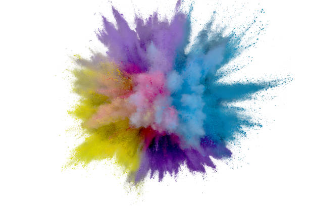 istock Colored powder explosion on white background. Abstract closeup dust on backdrop. Colorful explode. Paint holi 1164118197