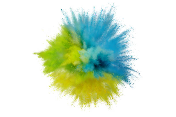 istock Colored powder explosion on white background. Abstract closeup dust on backdrop. Colorful explode. Paint holi 1164119052