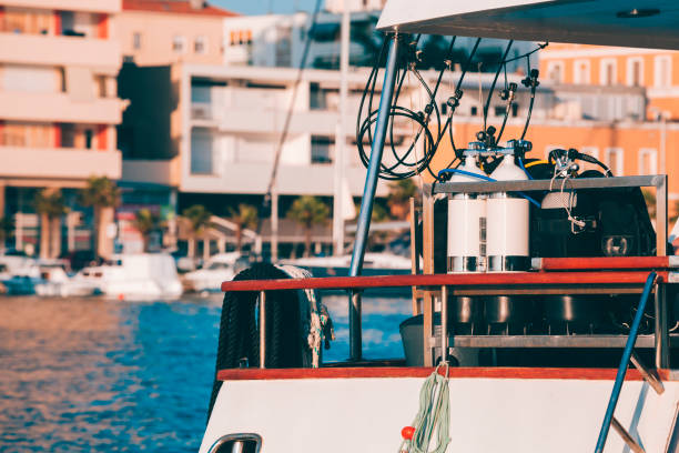 istock Diving equipment with port in the background 1164119694