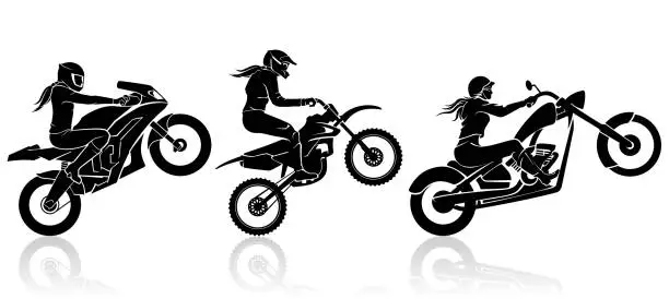 Vector illustration of Extreme Motorbike Female Ride