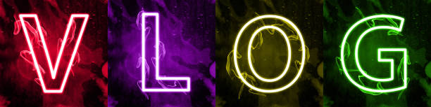 Neon light lettering of modern social media's term