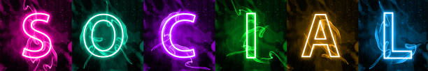 istock Neon light lettering of modern social media's term 1164124123