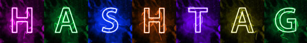 Neon light lettering of modern social media's term