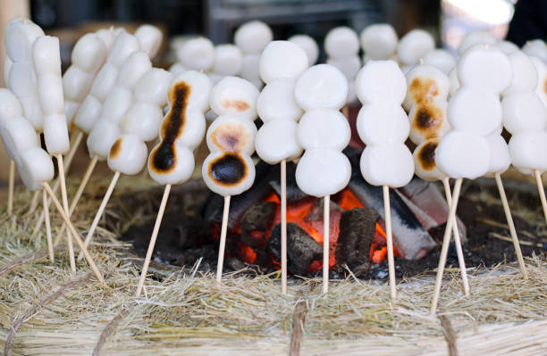 istock Dango Dumpling Mochi Skewer Mitarashi Fire Japanese Food Mt. Takao 1164129588