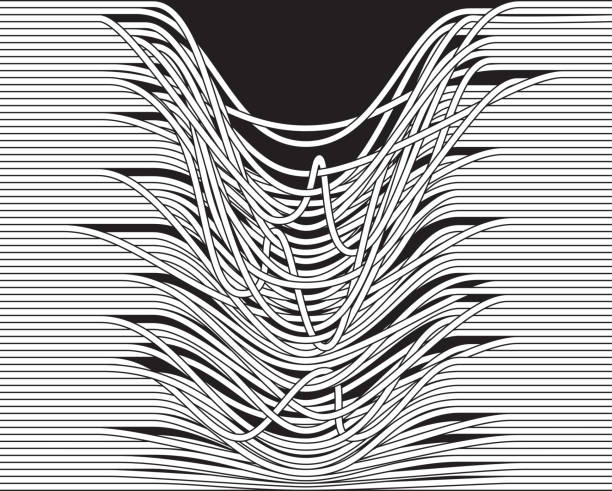 Loose strings Abstract vector illustration depicting looseness, movement... easy black and white drawing stock illustrations