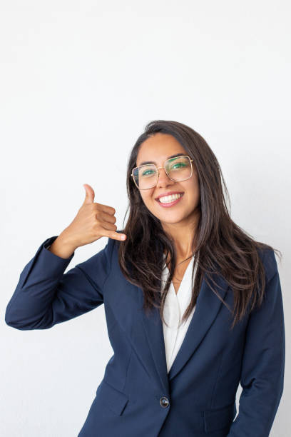 istock Happy businesswoman asking for call 1164129979