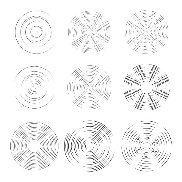 illustrations, cliparts, dessins animés et icônes de une sélection d'éléments de conception de la rotation du ventilateur, ou hélice de l'avion. modèle de ressurvol. silhouette de rotation du drone, roue d'épingle. objets vectoriels sur un fond lumineux isolé. - propelled