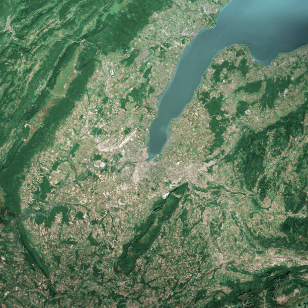 istock Geneva Switzerland 3D Render Aerial Top View Jun 2019 1164139689