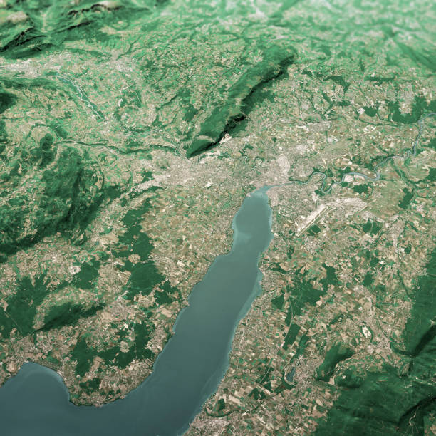 istock Geneva Switzerland 3D Render Aerial Landscape View From North Jun 2019 1164139700
