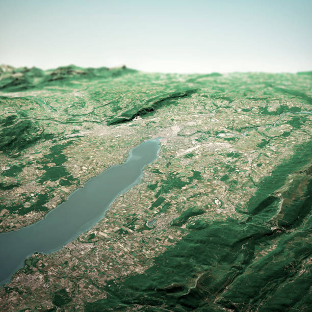 istock Geneva Switzerland 3D Render Horizon Aerial View From North Jun 2019 1164139730