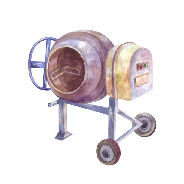 istock Home concrete mixer isolated. Watercolor drawing. Tool for pouring concrete 1164142419