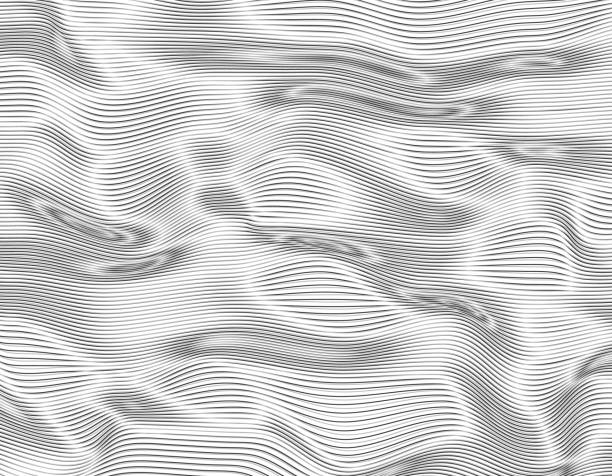 istock Abstract distorted lines. Wave a 3d texture of a simple black thin lines. Illusion of liquid. Vector illustration. 1164142432