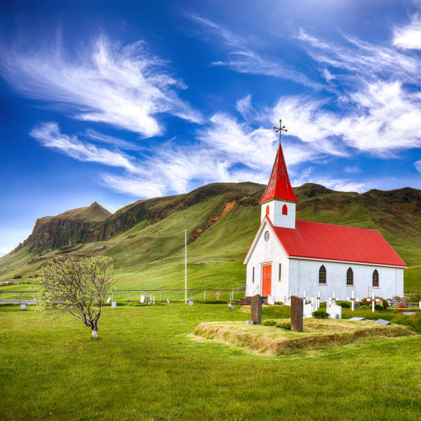 istock Reyniskirkja - typical icelandic church 1164143924