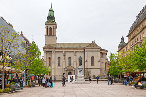 Zagreb, Croatia - April 13 2019: The Zagreb Orthodox Cathedral or Cathedral of the Transfiguration of the Lord (Croatian: Hram preobraženja Gospodnjeg) is a Serbian Orthodox Cathedral located on the Petar Preradović Square.