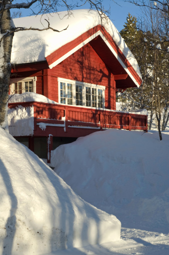 norwegian house at winter.
