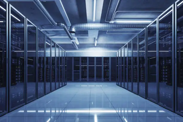 Interior of a server room.