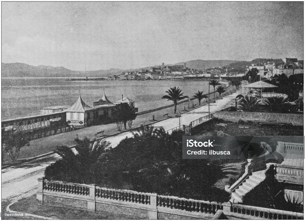 Antikes Foto Boulevard De La Croisette Cannes Stock Vektor Art und mehr