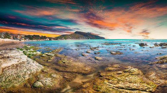 Colorful summer morning on the Giallonardo beach. Sicily, Italy, Medityrrhenian sea, Europe