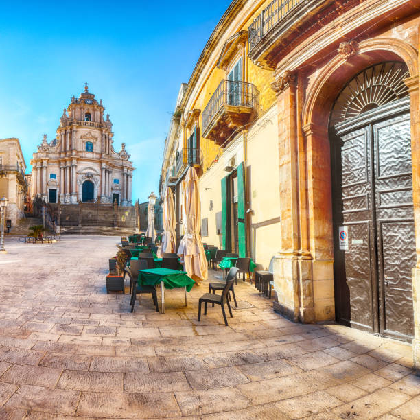 the baroque saint george cathedral of modica and duomo square - scicli imagens e fotografias de stock